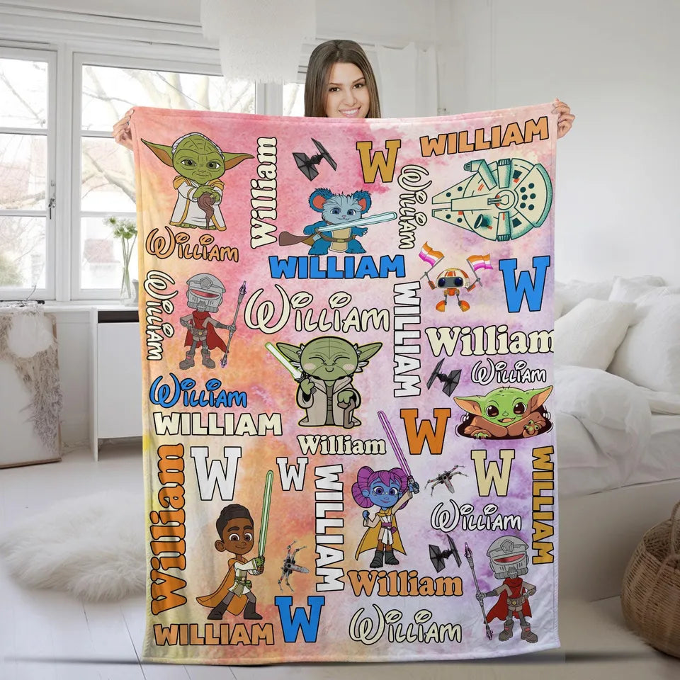 Personalized Star Wars kids blanket - Personalized baby Yoda blanket for toddlers