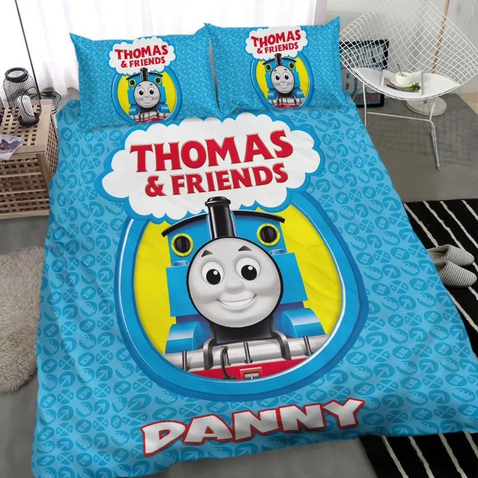 Custom name duvet cover set featuring Thomas and Friends