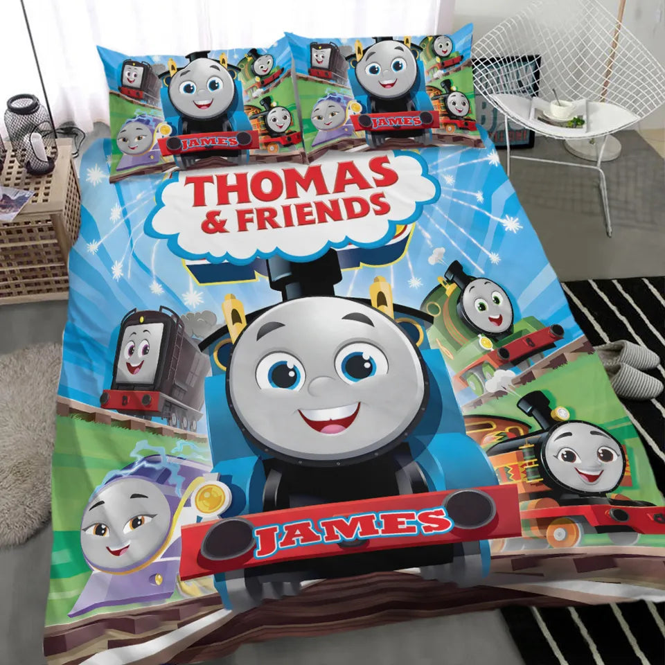 Personalized Thomas & Friends train duvet cover with custom name