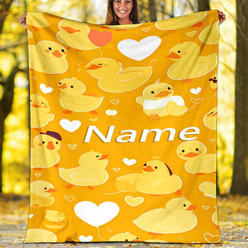 personalized yellow duck gift blanket for kids