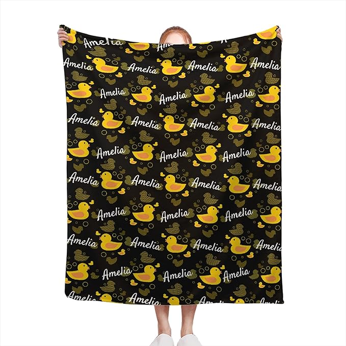 personalized yellow duck flannel blanket gift