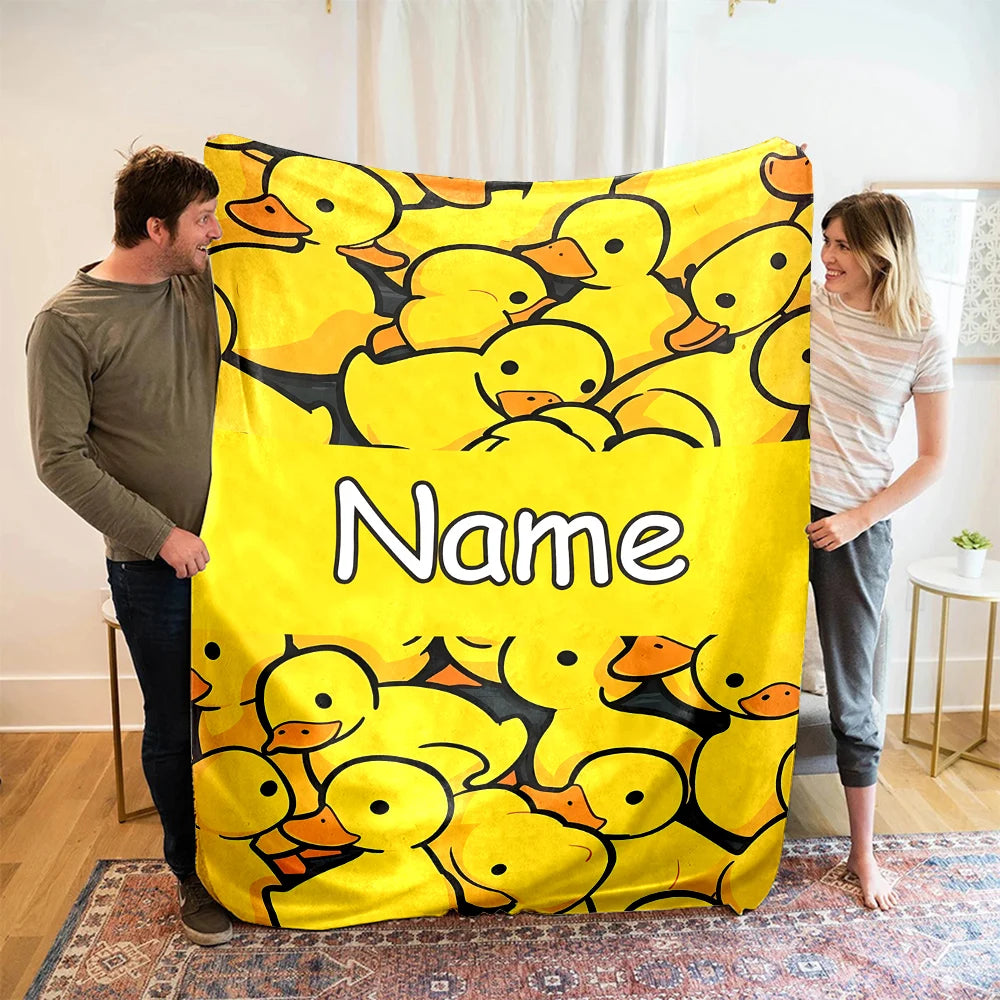 custom name blanket yellow duck gift idea