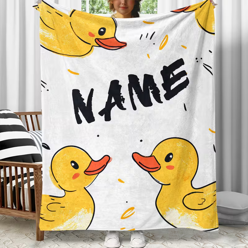 personalized duck throw blanket for baby shower gift