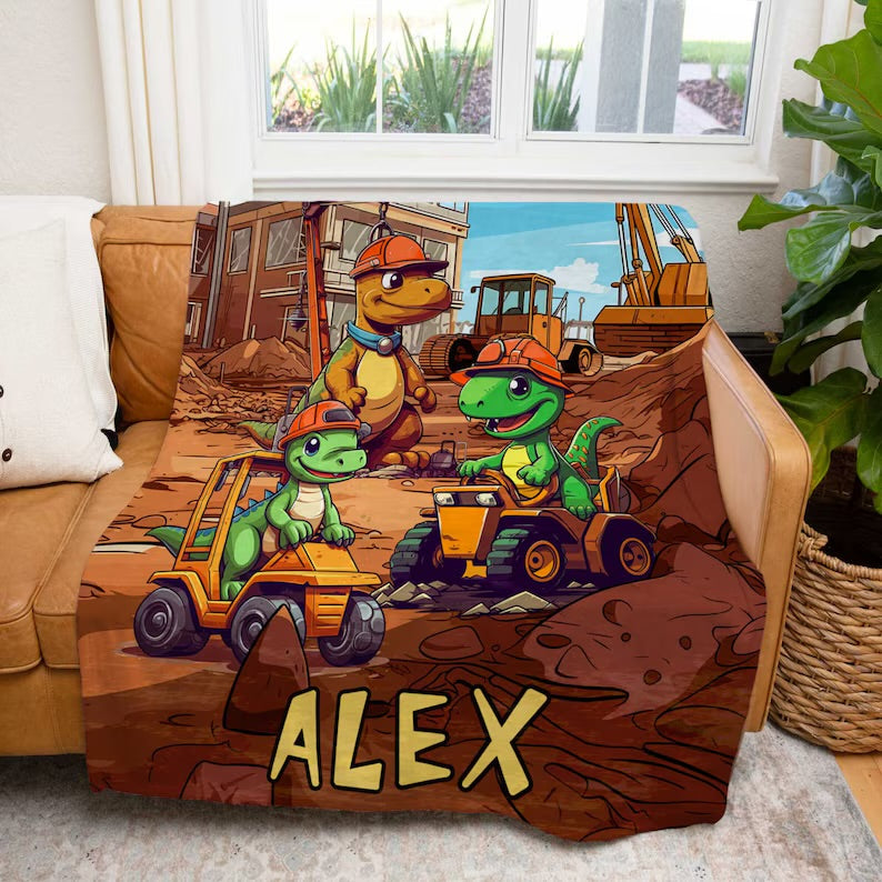Personalized digger truck blanket