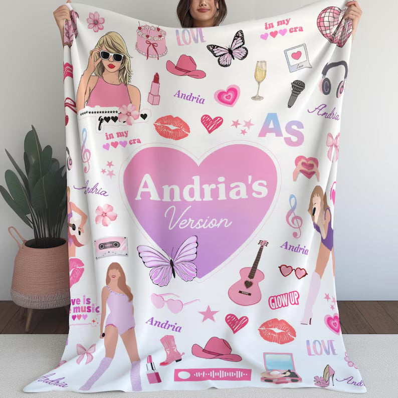 Personalized taylor swift Name Blanket for kids, personalized blanket , blanket for daughter, custom blanket, Girl room decor, baby name blanket