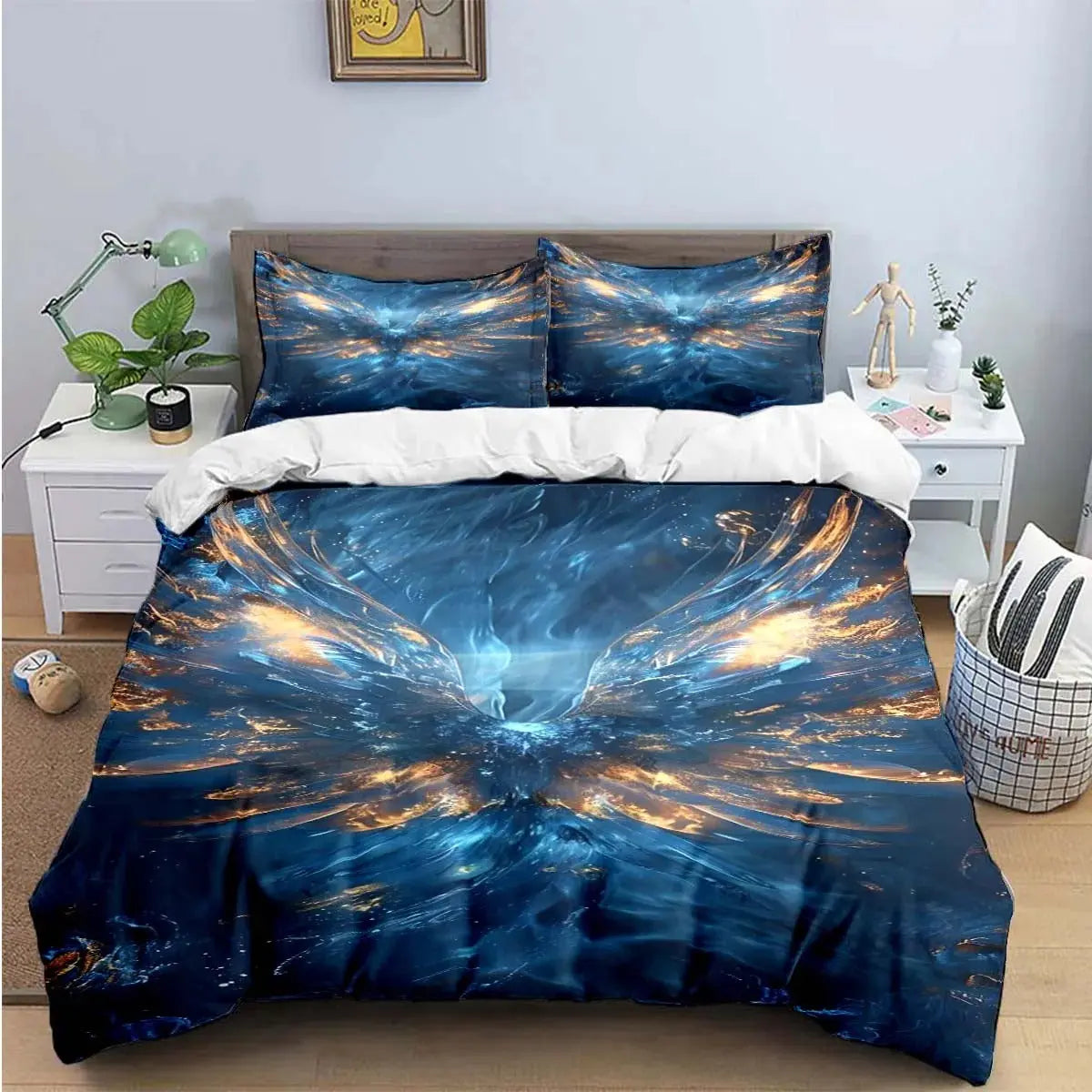 Phoenix aura quilt cover set with flame and energy pattern
