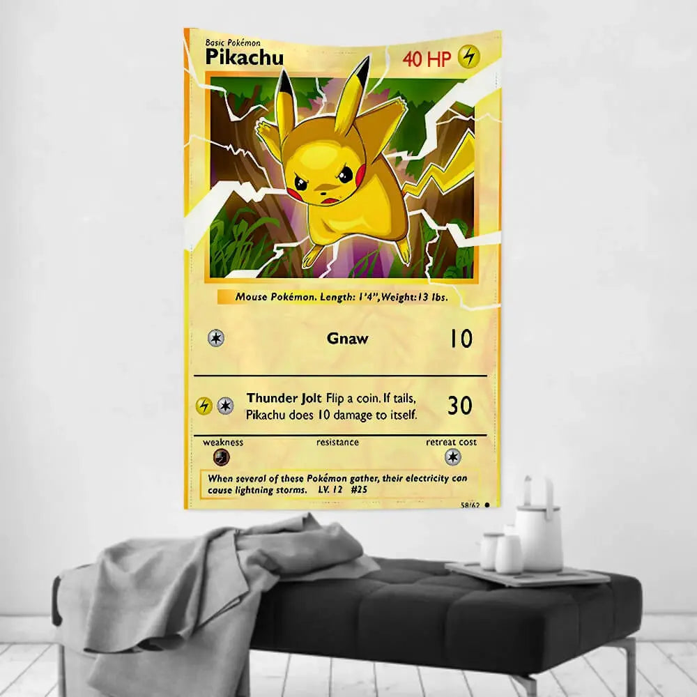 Pikachu Wall Art - Pikachu Card Tapestry