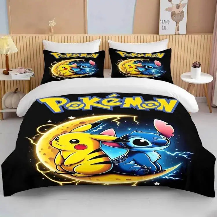 Pikachu &amp; Stitch Cartoon Doona Cover Zirconic
