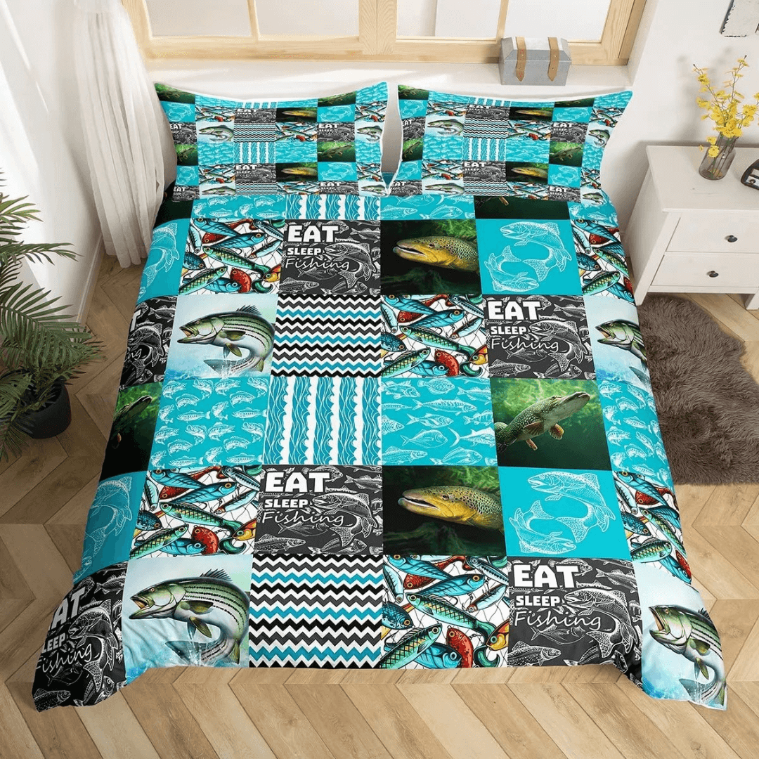 Fishing gift bedding set for boys teens