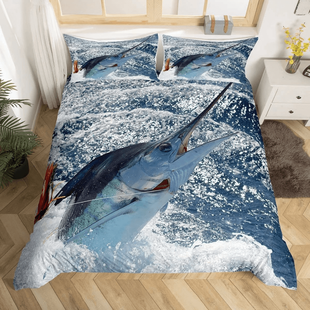 Pike fish print duvet cover with pillowcases