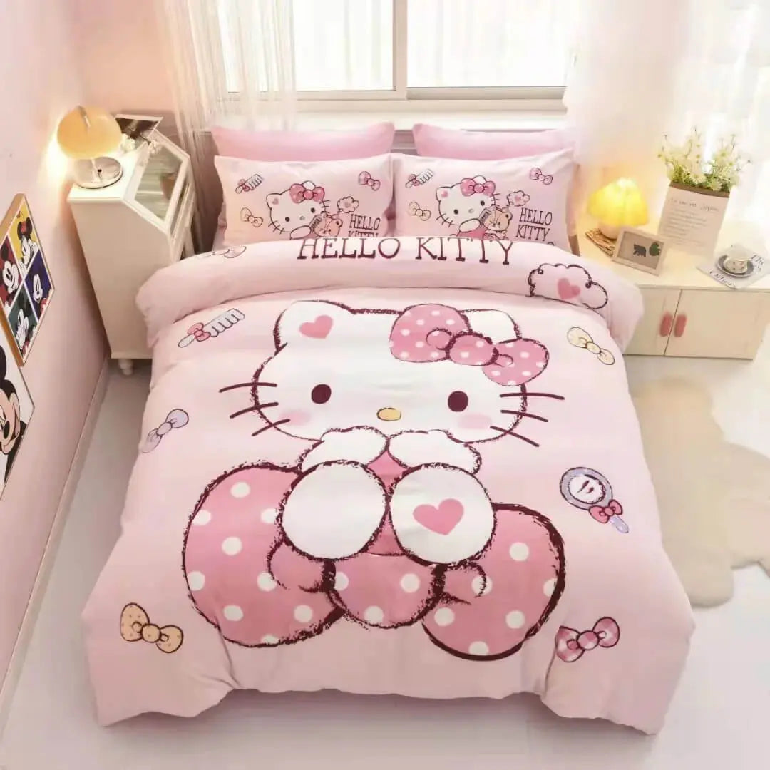 Pink Hello Kitty Cartoon Doona Cover