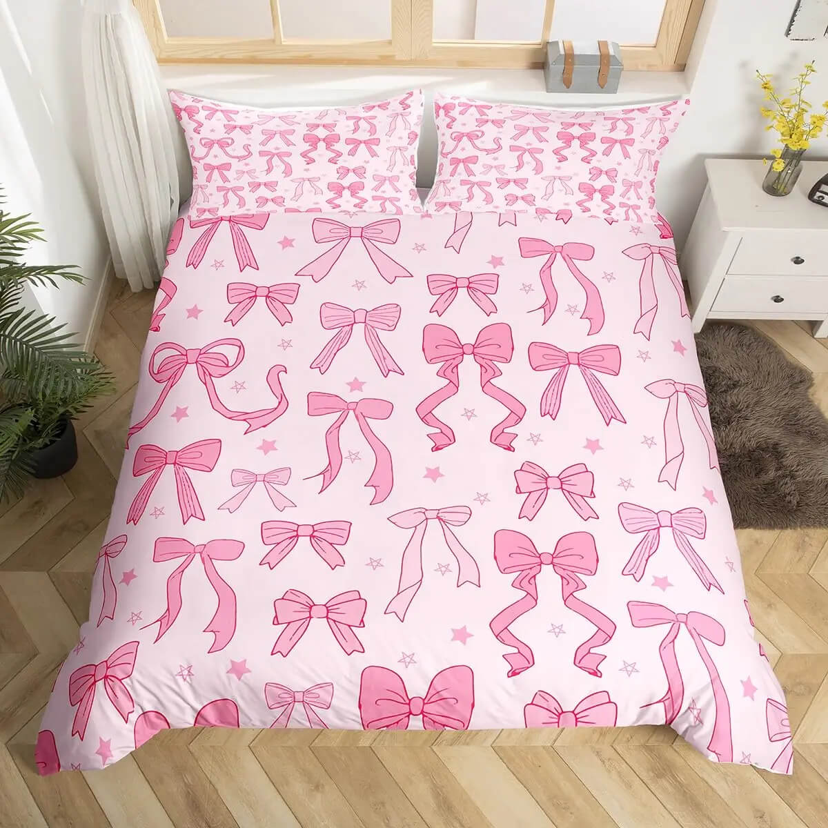 Dreamy Pink Bowknot Princess Bedroom Bedding Set