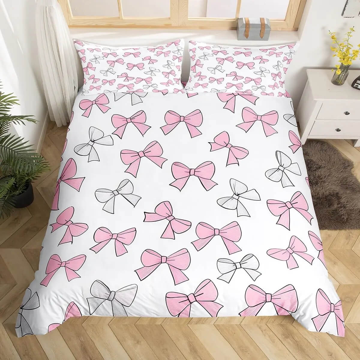 Fairy Princess Style Pink Bowknot Bedding for Girls