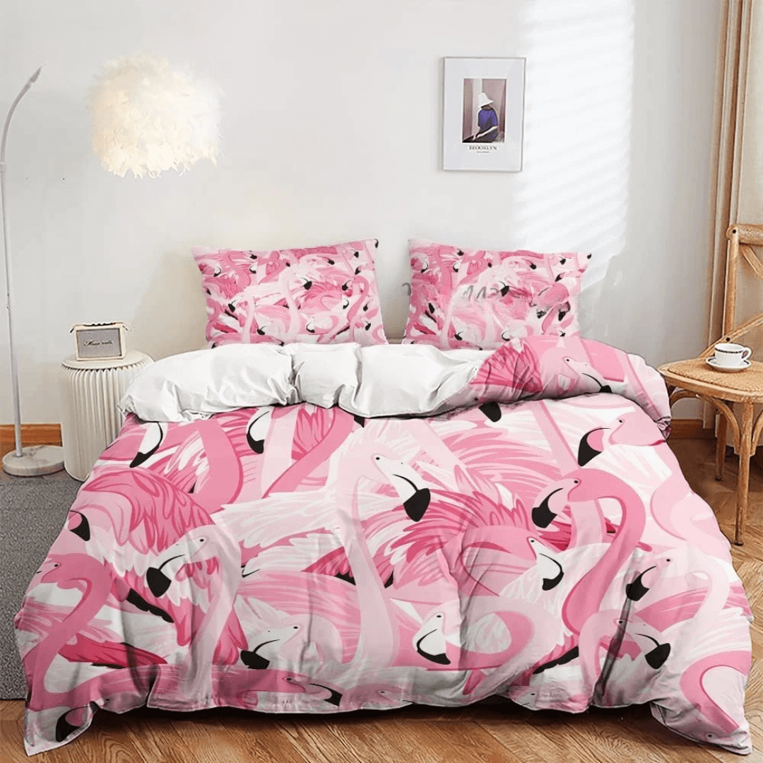 Tropical flamingo print bedding set for bedroom