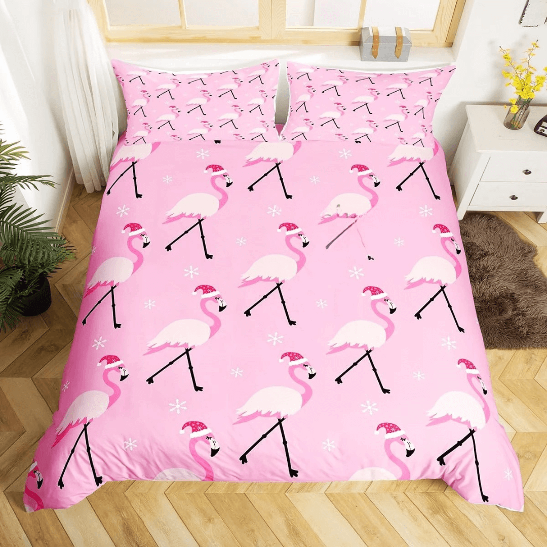 Pink flamingo duvet cover for kids and adults