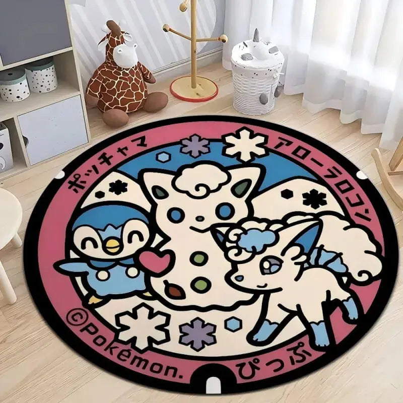 Soft round rug with non-slip base placed in a cozy living room