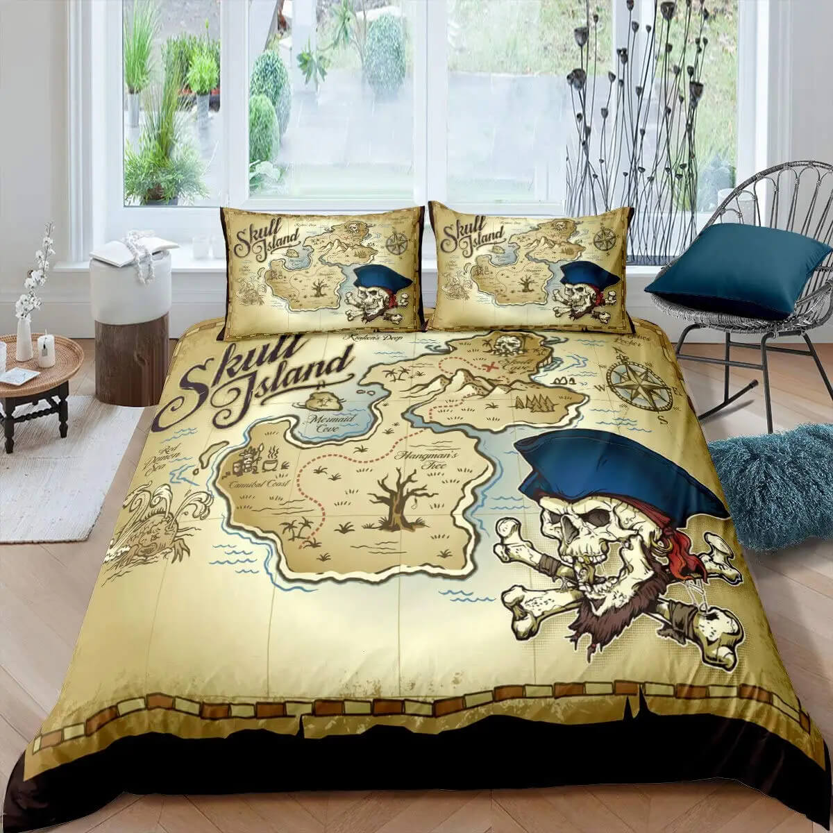 skull bedding modern room