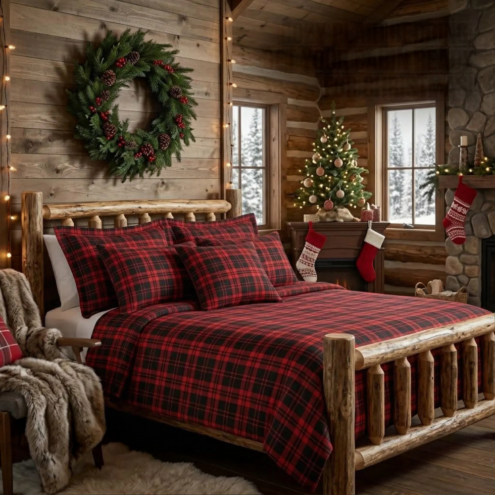 Plaid polyester microfiber quilt cover