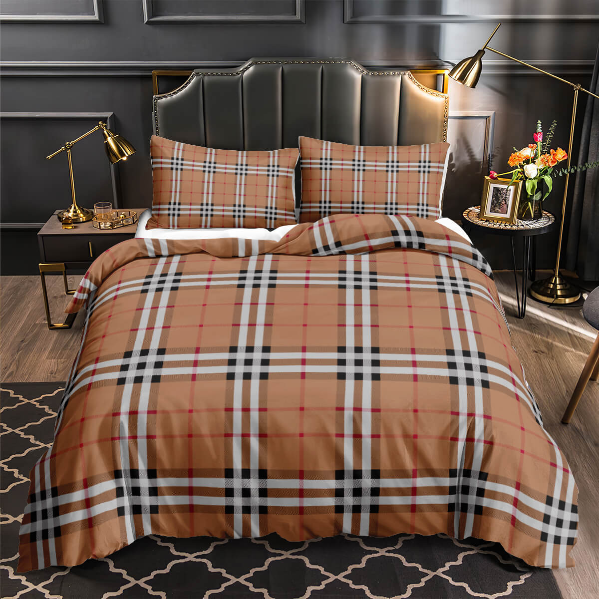 Stylish plaid duvet cover