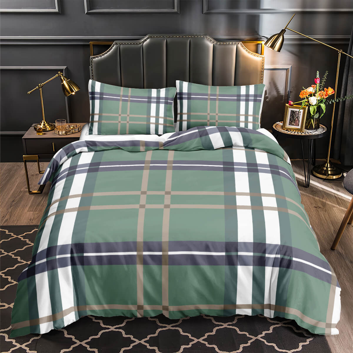 Modern plaid doona cover set for gift