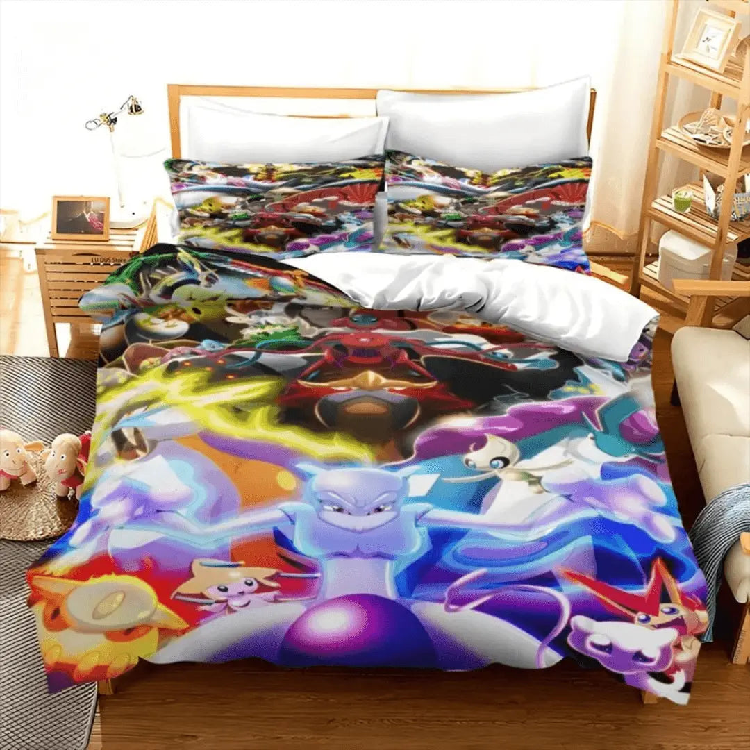 Pokemon Celebi & Mewtwo Anime Cartoon Kids Quilt Cover
