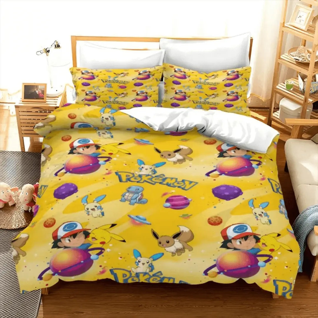 3D Pikachu Pokemon Anime Cartoon Kids Duvet Cover