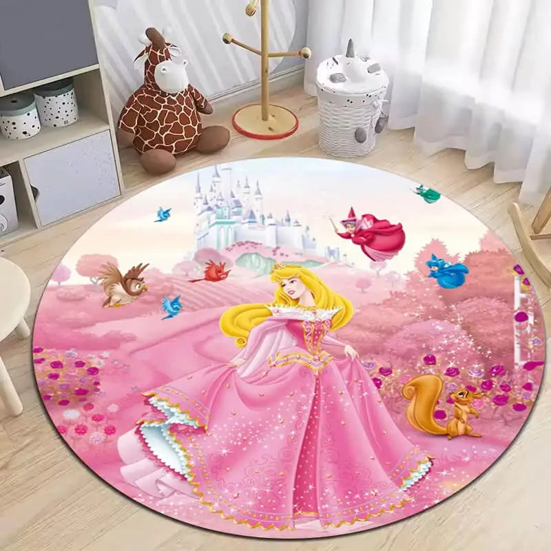 Soft round rug with non-slip base placed in a cozy living room