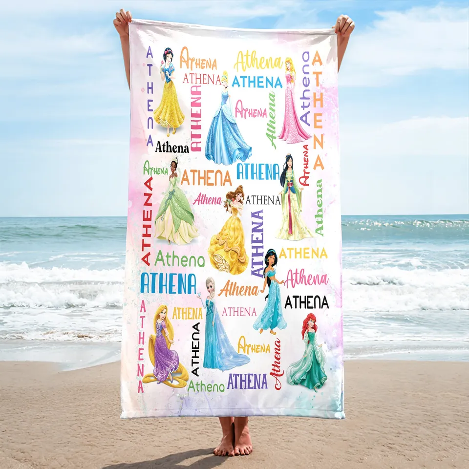 Princess Beach Towels, Characters Towel, Magic World Summer Vacation Gift, Princess Beach Towel