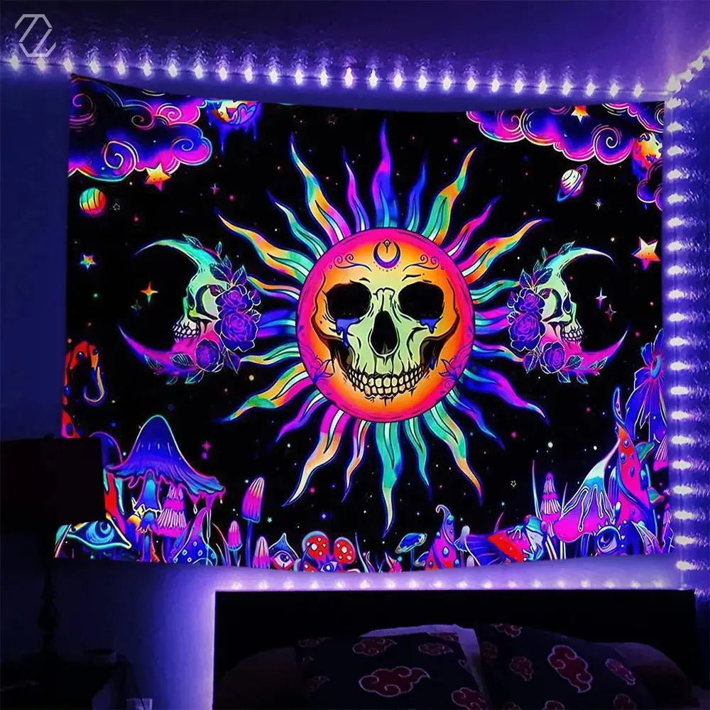 Psychedelic Skull Tapestry My Store
