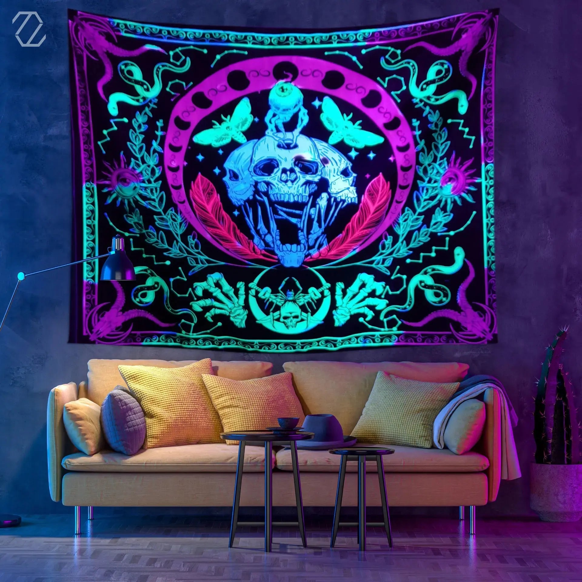 Psychedelic Skull Tapestry My Store