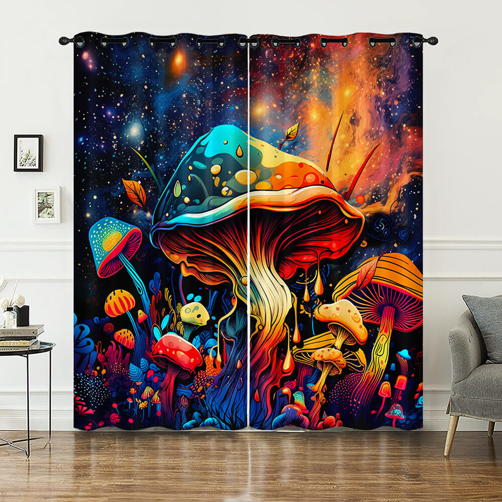 Psychedelic mushroom butterfly blackout curtains