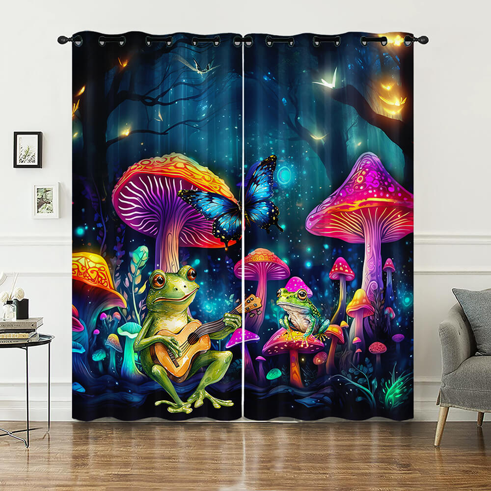 Mushroom butterfly bedroom blackout curtains