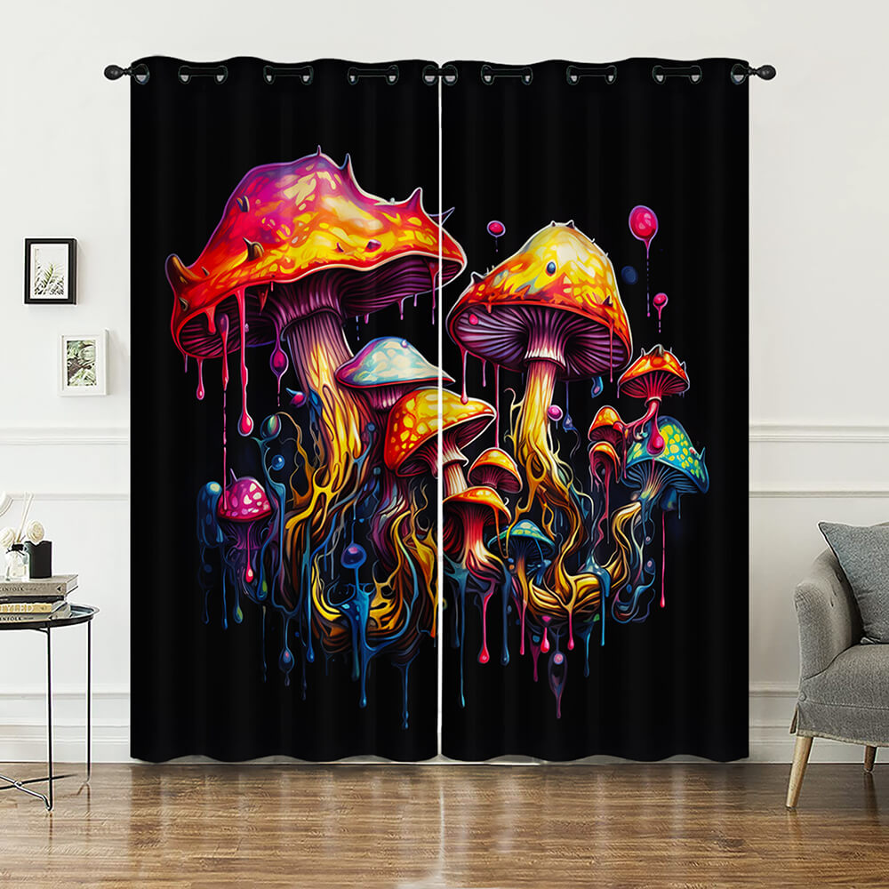 Psychedelic neon galaxy window drapes for home