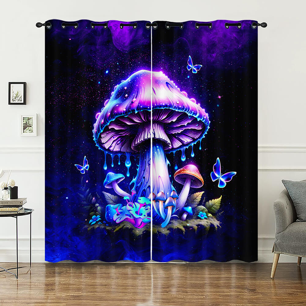 Colorful mushroom butterfly curtains