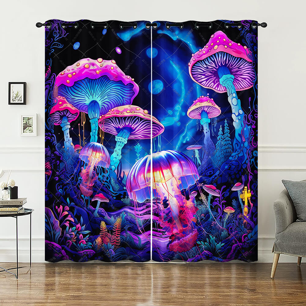 Psychedelic room decor window curtains