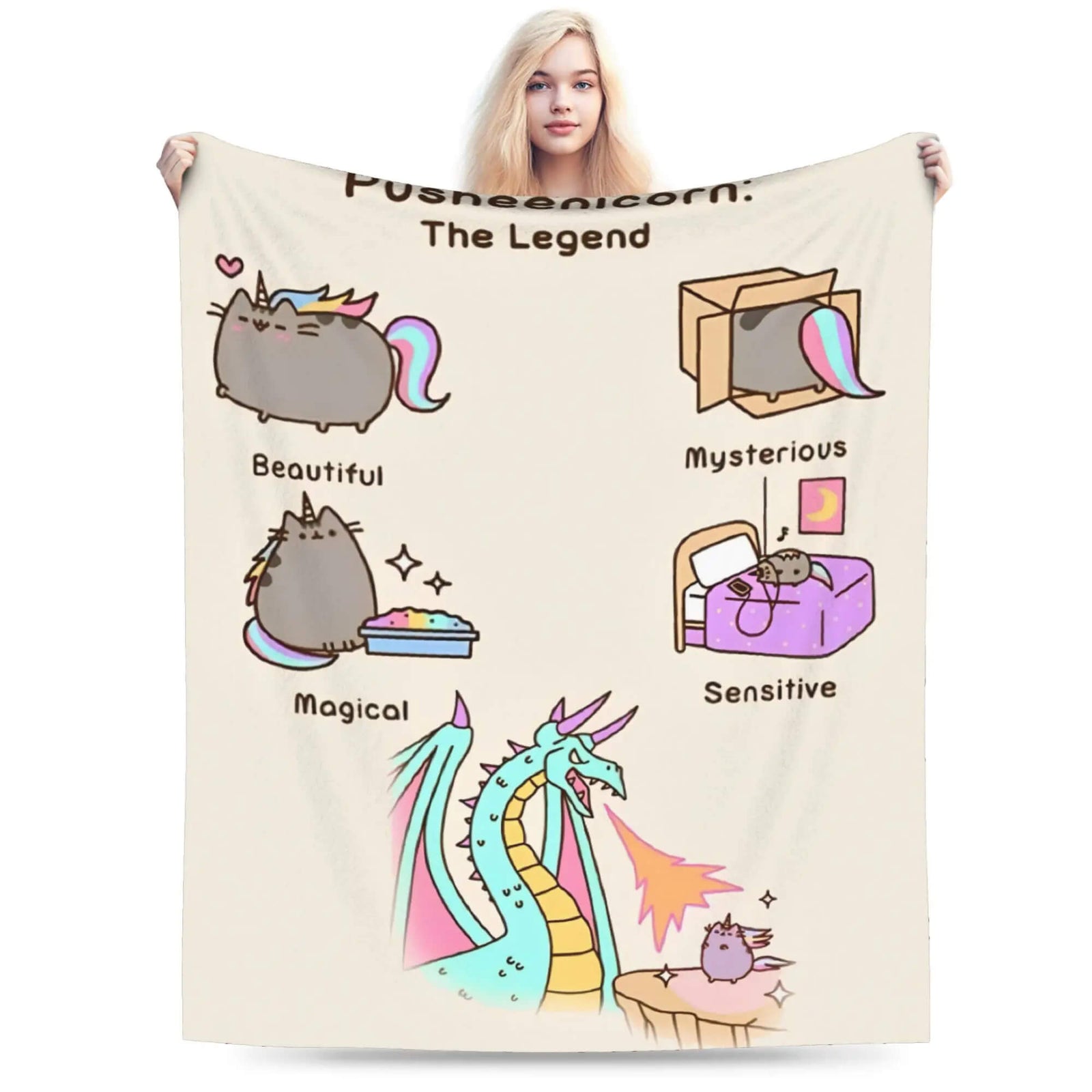 Pusheen cat comfy sofa blanket soft plush