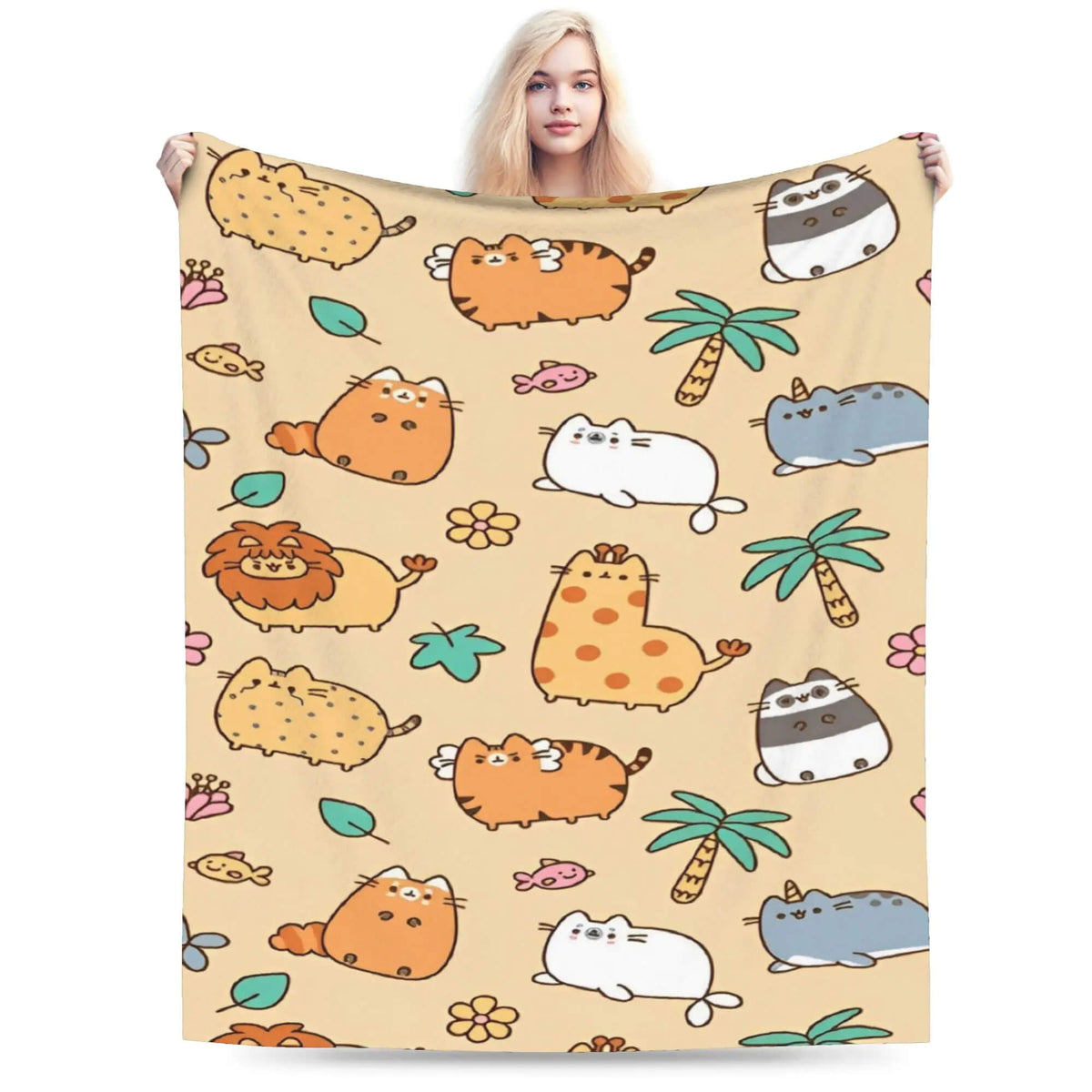 Pusheen cartoon cat throw rug for sofa and bed