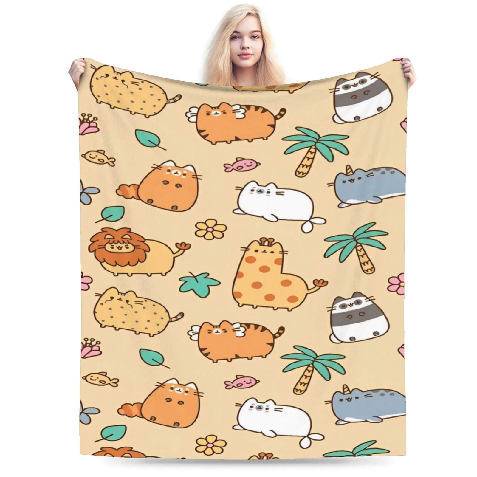 Pusheen cartoon cat throw rug for sofa and bed