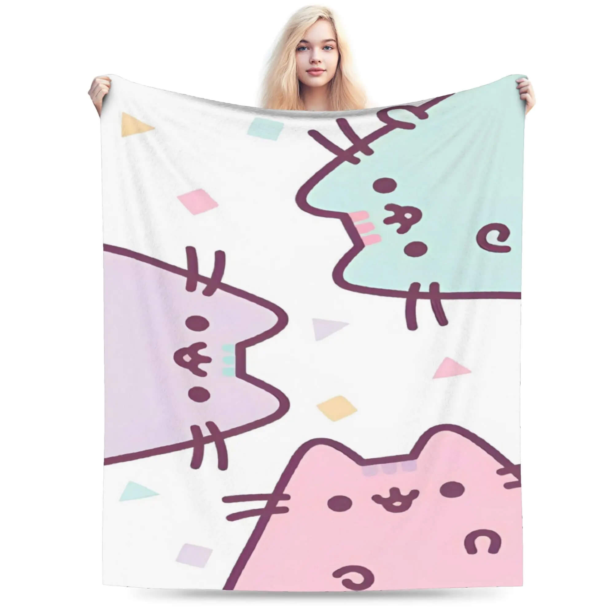 Pusheen cartoon cats plush throw blanket gift idea