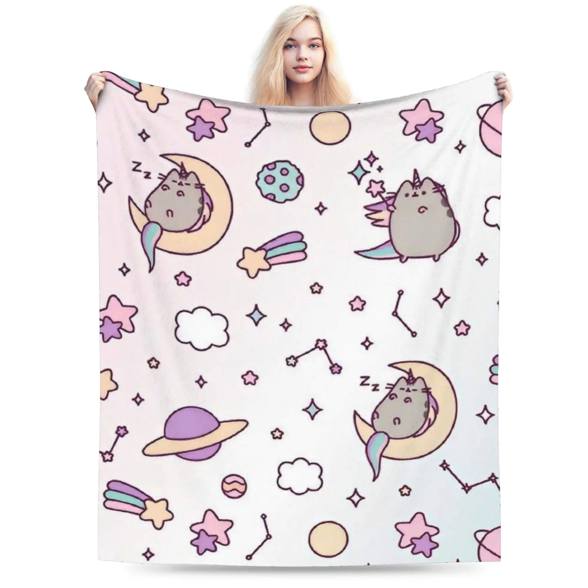 Pusheen cat themed bedroom blanket decor
