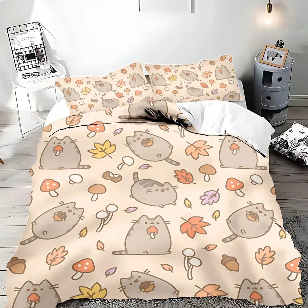 Kawaii Pusheen bedding set with pillowcases