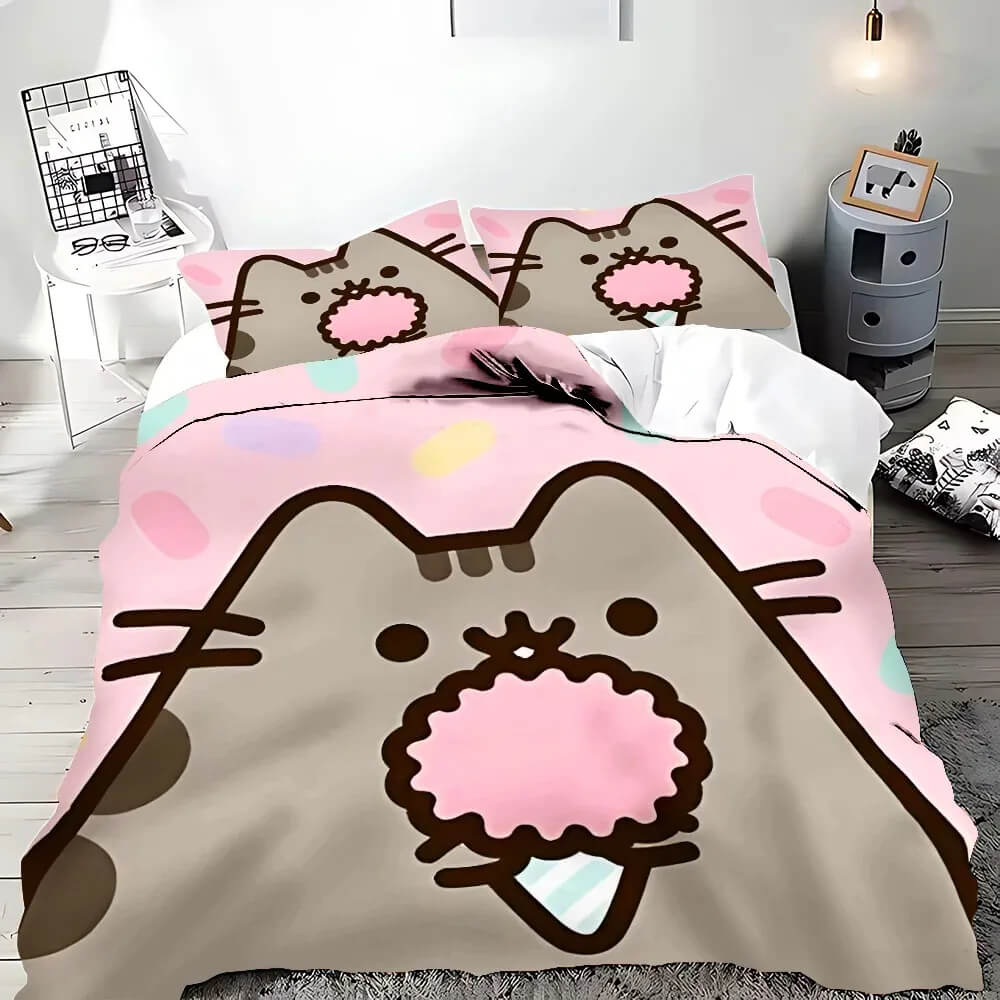 Pusheen cat doona cover in pink theme