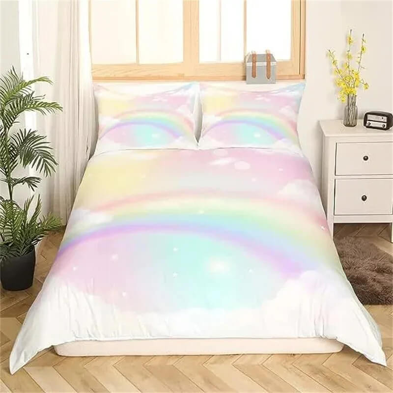 Fun colorful rainbow bedding set for children
