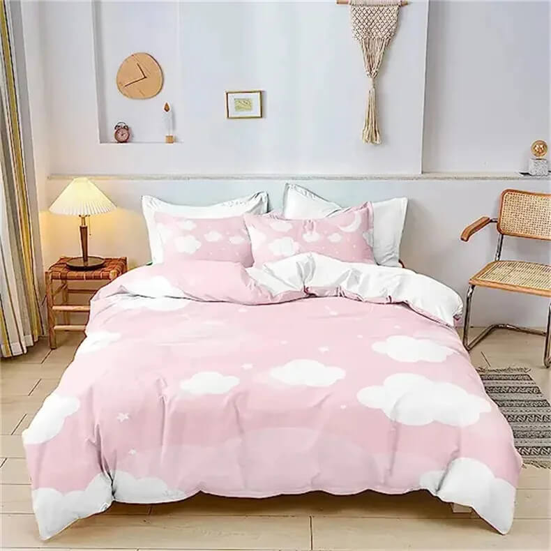 Pink rainbow duvet cover with stars
