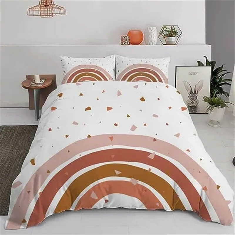 Pastel rainbow twin bedding set for kids room