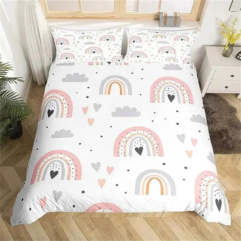 Bright rainbow star quilt cover kids bedroom