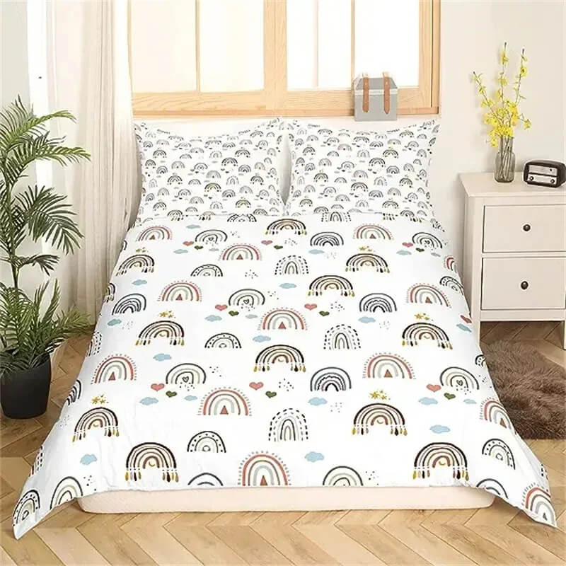 Cute rainbow twin comforter cover for girls