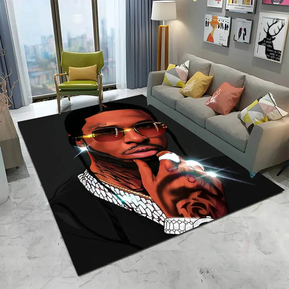 Rapper Legends Star Pop Smoke Indoor Rug Zirconic
