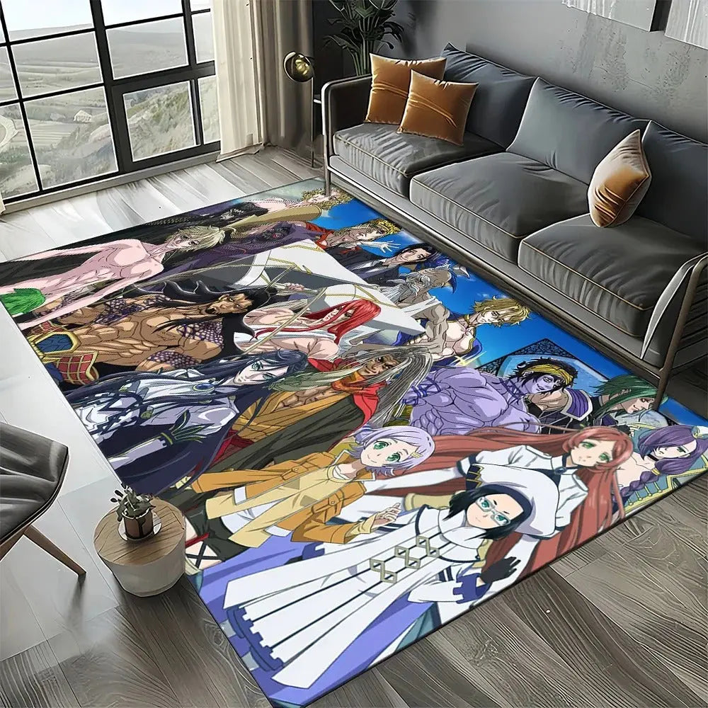 Record of Ragnarok anime rug with cartoon print and non-slip backing for kids and home decor