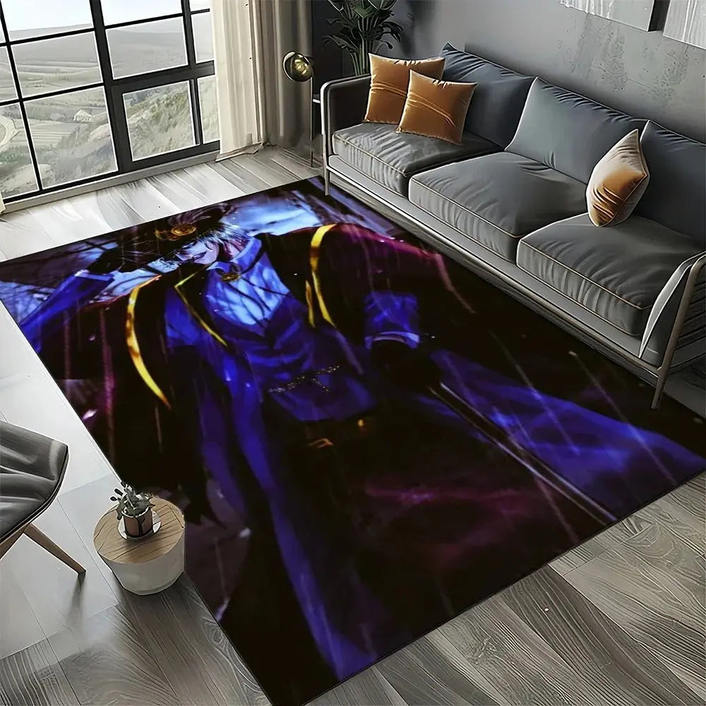Cartoon carpet from Record of Ragnarok used in living room decor